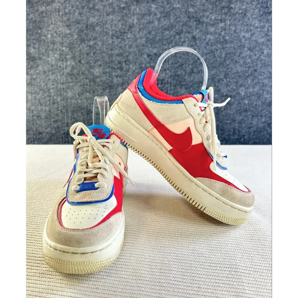 Nike Air Force 1 Shadow CU8591-100 Sail Photo Blue Red Sneakers Women’s 6.5